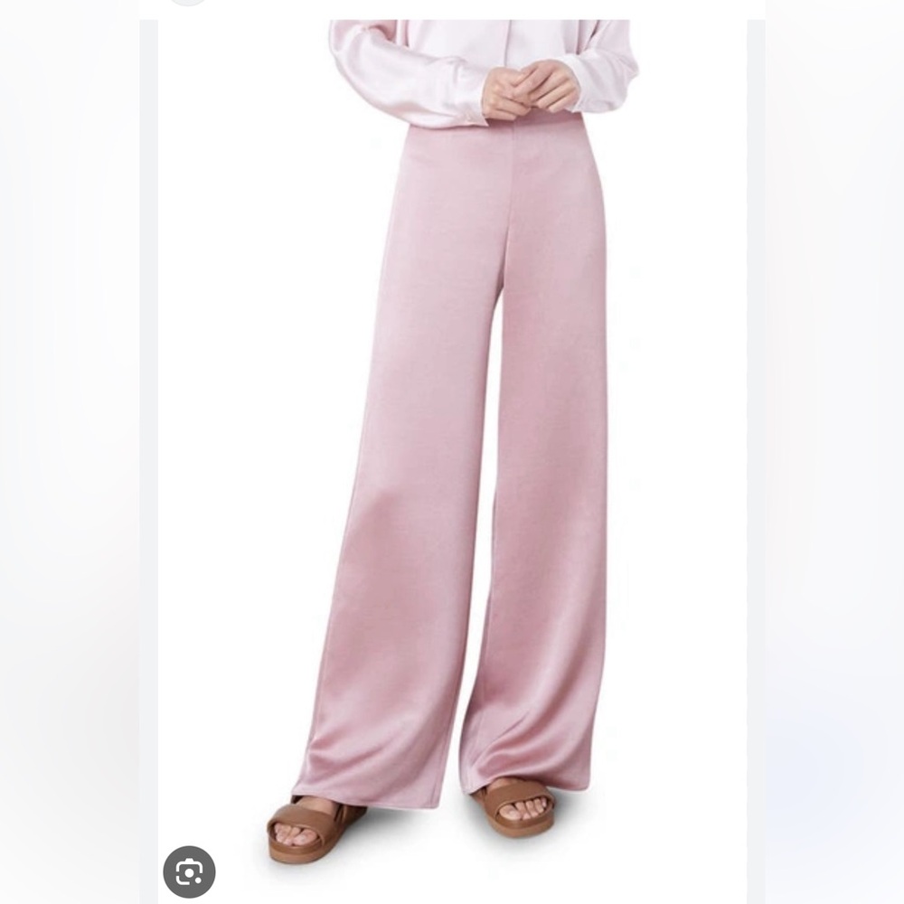 Vince High Waist Satin Wide Leg Pants In Petal Nectar